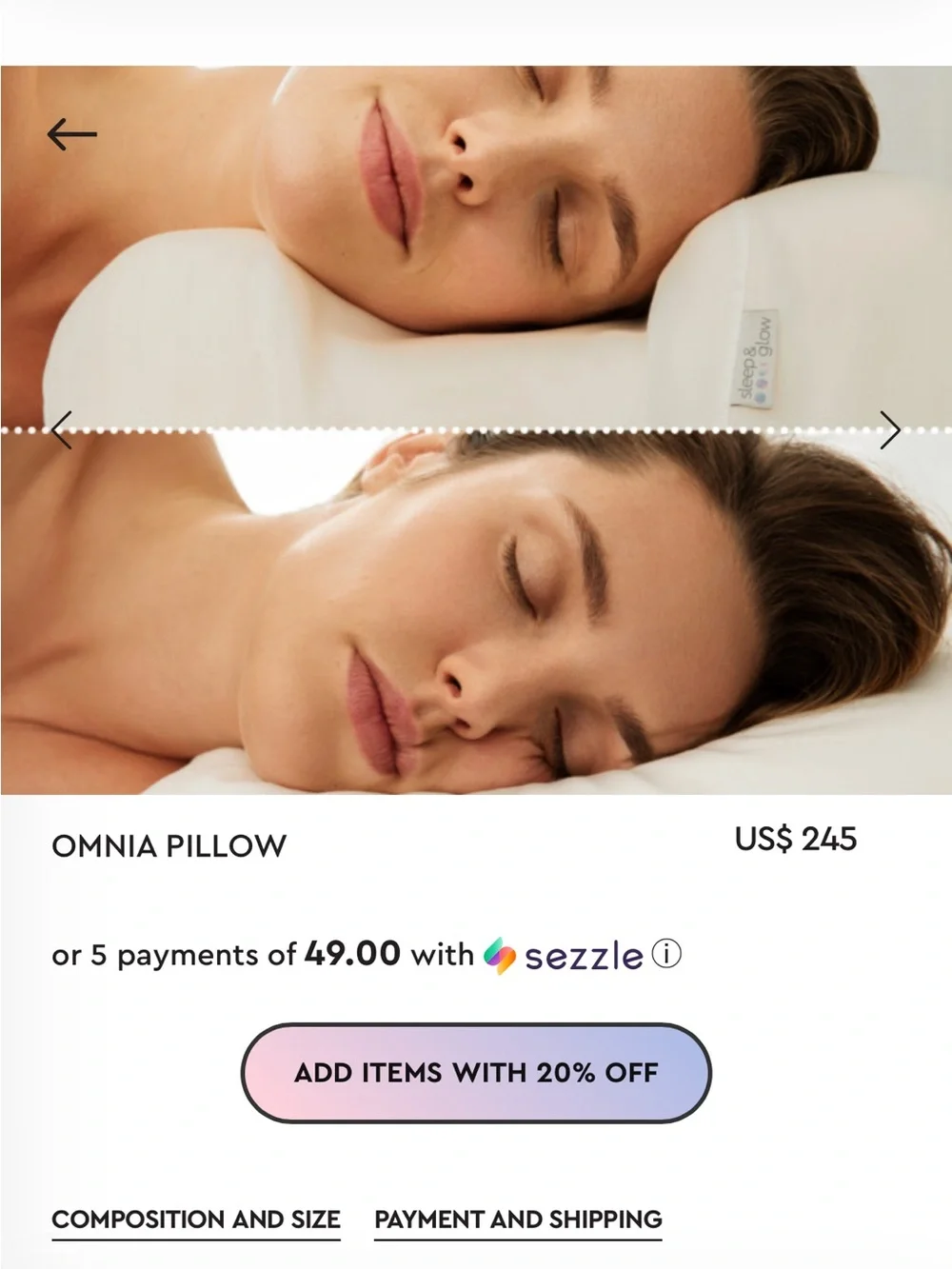 Sleep and Glow Anti Wrinkle Pillow + Pillow Case